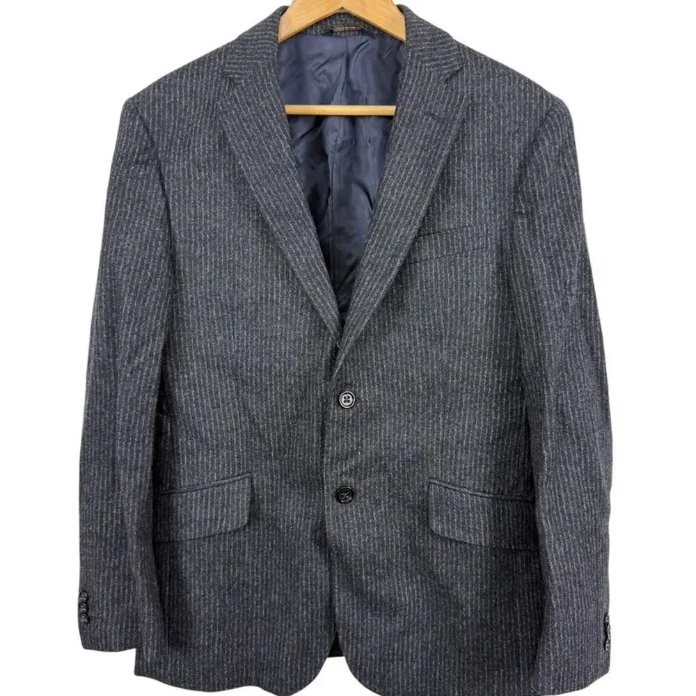 Banana Republic 100% Wool Striped Navy Suit Jacket Blazer Double Vent sz 40S